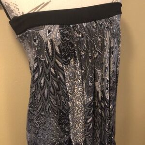 UnaLina strapless bohemian sparkle peacock print pockets long 55” dress coverup